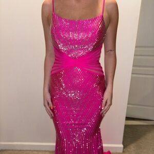 Elegant Pink Sequin prom dress